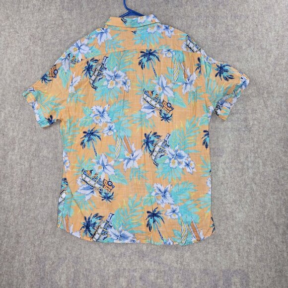 Izod Saltwater Mens XXL Hawaiian Shirt Floral Print Short Sleeve - Picture 2 of 5